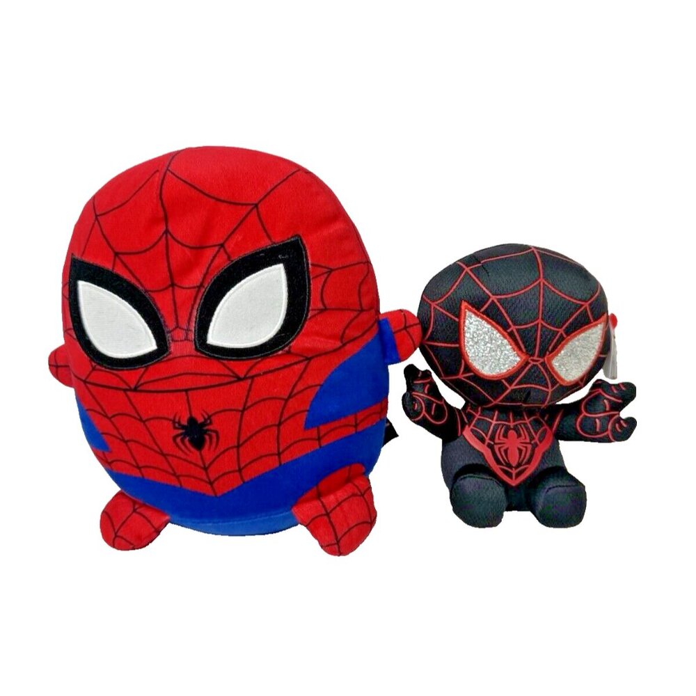 Spiderman Plush Black Red Stuffed Animal Toy Lot Marvel TY & Cuutopia 6" & 8"